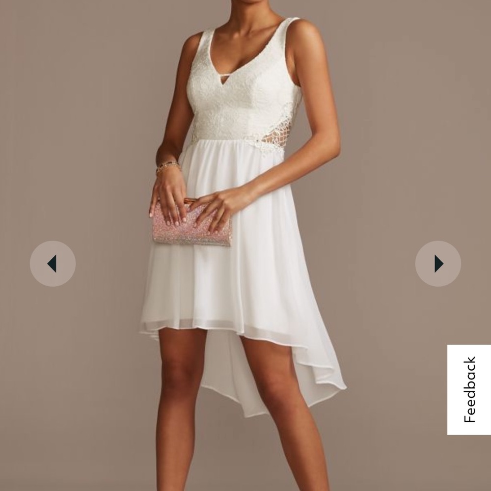 Lace Cutout High Low Dress